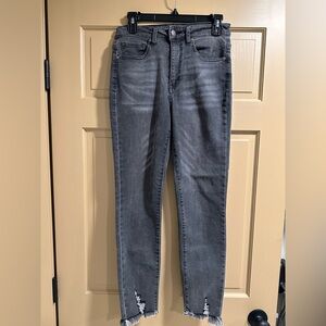 Risen High Rise Vintage Washed Black Skinny Jeans